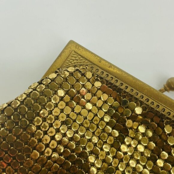 Vintage Whiting & Davis #2684 gold tone metal mesh coin purse kiss clasp (X3) - Picture 4 of 12